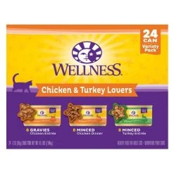 Wellness Chicken & Turkey Lovers Canned Cat Food, 3-oz, case of 24 + Wellness CORE Signature Selects Shredded Boneless Chicken & Chicken Liver Entree in Sauce Grain-Free Canned Cat Food, 5.3-oz, case of 12 -Wellness CORE || Caitec Sales 2022 298656 PT5. SY630 V1621987386