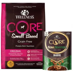 Wellness CORE Grain-Free Small Breed Turkey & Chicken Recipe Dry Dog Food, 12-lb bag + Wellness CORE Bowl Boosters Bare Turkey Freeze-Dried Dog Food Mixer or Topper, 4-oz bag