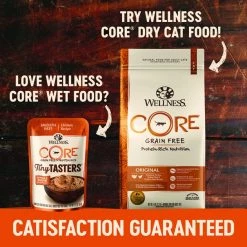 Wellness CORE Signature Selects Flaked Skipjack Tuna & Wild Salmon Entree in Broth Grain-Free Canned Cat Food, 5.3-oz, case of 12 + Wellness CORE Tiny Tasters Chicken & Turkey Pate Grain-Free Cat Food Pouches, 1.75-oz, pack of 12 -Wellness CORE || Caitec Sales 2022 298722 PT6. SY630 V1621987953