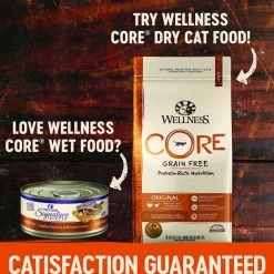 Wellness CORE Signature Selects Flaked Skipjack Tuna & Shrimp Entree in Broth Grain-Free Canned Food + Kittles Grain-Free Tuna & Cranberries Recipe Crunchy Cat Treats -Wellness CORE || Caitec Sales 2022 353440 PT4. SY630 V1639527100