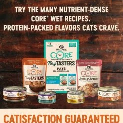 Wellness CORE Grain-Free Chicken, Turkey & Chicken Meal Indoor Formula Dry Food + Tiny Tasters Chicken, Chicken & Turkey Pate Land Variety Pack Grain-Free Cat Food Pouches -Wellness CORE || Caitec Sales 2022 353441 PT4. SY630 V1639526803