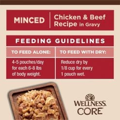 Wellness CORE Tiny Tasters Chicken & Beef Grain-Free Minced Wet Cat Food, 1.75-oz pouch, case of 12 -Wellness CORE || Caitec Sales 2022 363907 PT8. SY630 V1649124705
