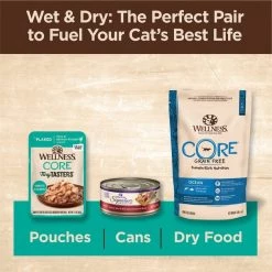 Wellness CORE Tiny Tasters Tuna & Salmon Grain-Free Flaked Wet Cat Food, 1.75-oz pouch, case of 12 -Wellness CORE || Caitec Sales 2022 363909 PT6. SY630 V1649121110