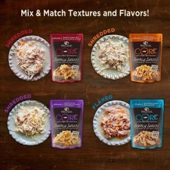Wellness CORE Simply Shreds Chicken, Beef & Carrots + Chicken, Salmon & Pumpkin Wet Dog Food Topper -Wellness CORE || Caitec Sales 2022 367552 PT4. SY630 V1644448337