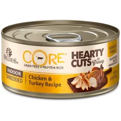 Wellness CORE Grain-Free Hearty Cuts in Gravy Indoor Shredded Chicken & Turkey Recipe Canned Cat Food